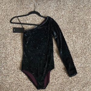 Dark Green Velvet off the shoulder body suit